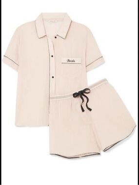 Morgan Lane "BRIDE"
EMBROIDERED COTTON-GAUZE PAJAMA SET IN BLUSH
$450 Size S